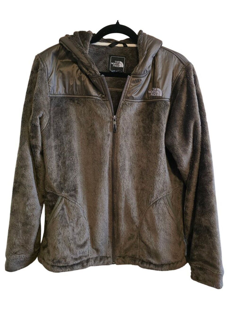 The North Face Womens Fuzzy Fleece Jacket Hoodie L/G brown Warm hiking